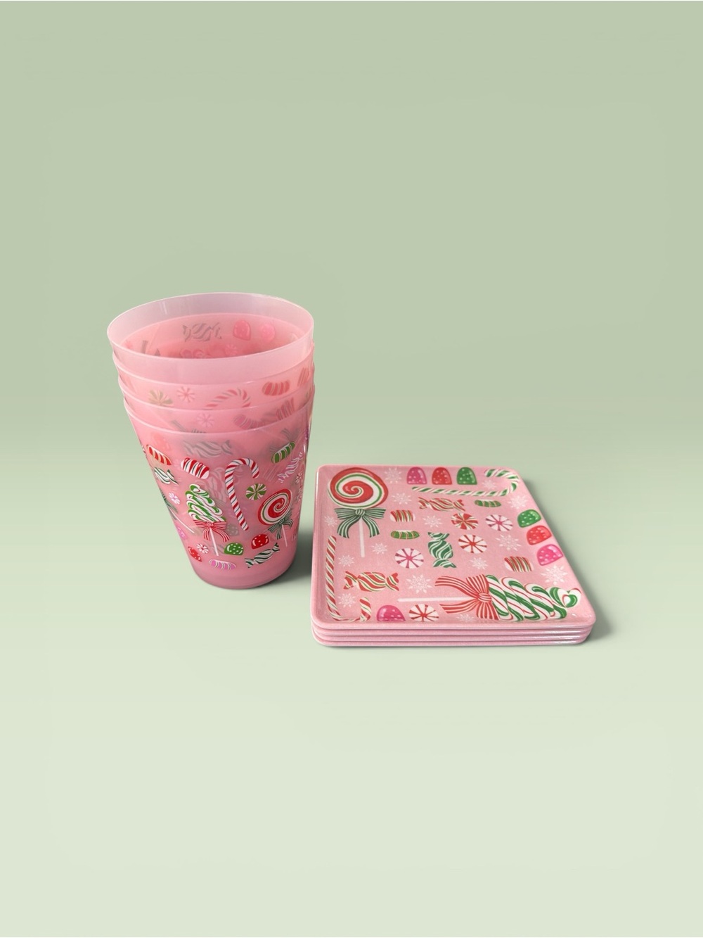 cupcakes & cashmere Pink Candy Print Party Cups & Dessert Plates